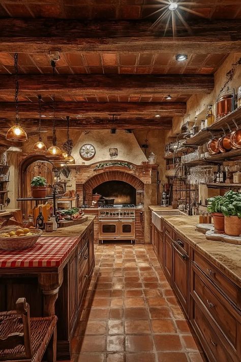 Italian Cottage Aesthetic, Italy Farmhouse, Italian Cottage, Cozy Kitchens, Basement Designs, Tuscany Style, Freshly Baked Bread, Cosy Kitchen, Cottage Aesthetic