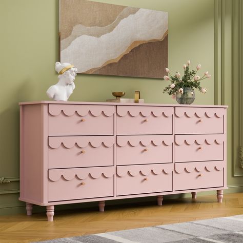 9 Drawers Chest Of Dresser Storage Tower Cabinet Bedroom Organizer - Bed Bath & Beyond - 41001685 Dresser Pink, Dresser Brown, Dresser Wood, Dresser Ideas, Organized Bed, Wide Chest Of Drawers, Large Storage Cabinets, Dresser Storage, Kids Dressers