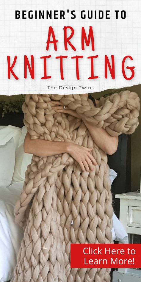 Arm Knitting For Beginners, How To Arm Knit, Knitting A Blanket With Your Hands, Arm Crochet Blanket, Jumbo Knit Blanket, Arm Knitting Blanket Diy, Arm Blanket, Blanket With Arms, Arm Crochet