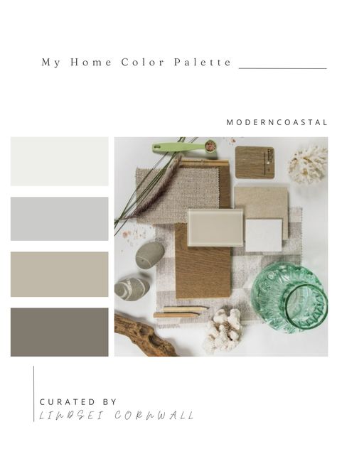 Paint Colors Contemporary Coastal Color Palette, Modern Coastal Color Pallet, Coastal Neutral Color Palette, Modern Coastal Colour Palette, Earthy Coastal Color Palette, Color Palette Modern, Colors Schemes, Contemporary Transitional, Paint Color Schemes