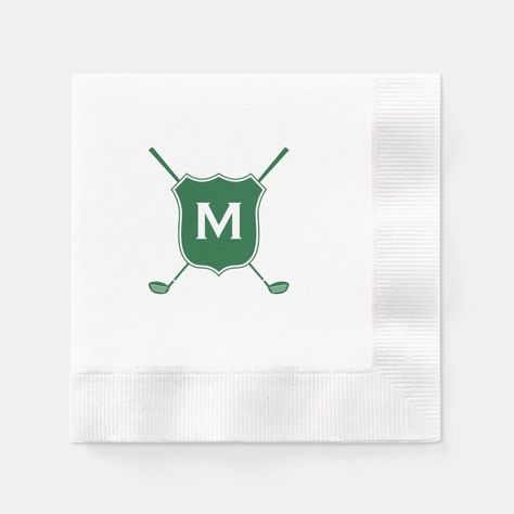 Vintage Golf Logo, Green Letter Print T-shirt For Golf, Golf Course Logo Design, Golf Club Logo, Golf Crest Logo, Golf Crest, Golf Monogram, Green Napkins, Crest Logo