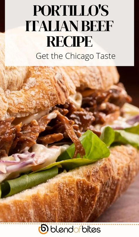 Portillos Recipe, Italian Beef Sandwiches Crockpot, Chicago Beef Sandwich, Chicago Beef, Italian Beef Recipe, Italian Roast Beef, Chicago Italian Beef, Beef Bites, Italian Beef Crockpot