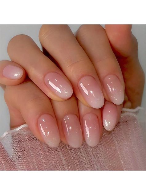 24pcs Short Glossy Gradient Simple Daily Wear Nude Color Gradient Fake Nails, European And American Foreign Trade Accessories Jelly Gel With Ribbed Strip Press On Nails Nail SuppliesI discovered amazing products on SHEIN.com, come check them out! Sophisticated Manicure, Chrome Nail Art, Nude Nail Polish, Nude Nail Designs, Blue Nail Designs, Gradient Nails, Color Gradient, Nail Supply, Chrome Nails