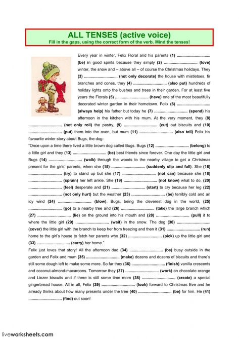 Mix Tenses Worksheet, Mixed Tenses Worksheets With Answers, English Language Learning Activities, Past Tense Worksheet, 8th Grade Reading, All Tenses, English Grammar Tenses, English Grammar Exercises, Esl Teaching Resources