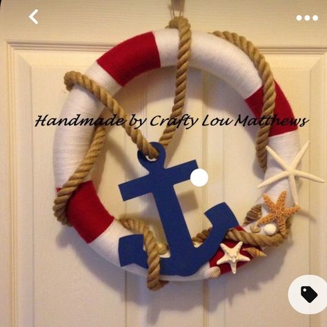 Pool Noodle Christmas Wreath, Tropisk Fest, Pool Noodle Wreath, Wooden Anchor, Pool Noodle Crafts, Nautical Wreath, Nautical Crafts, Summer Deco, Stella Marina