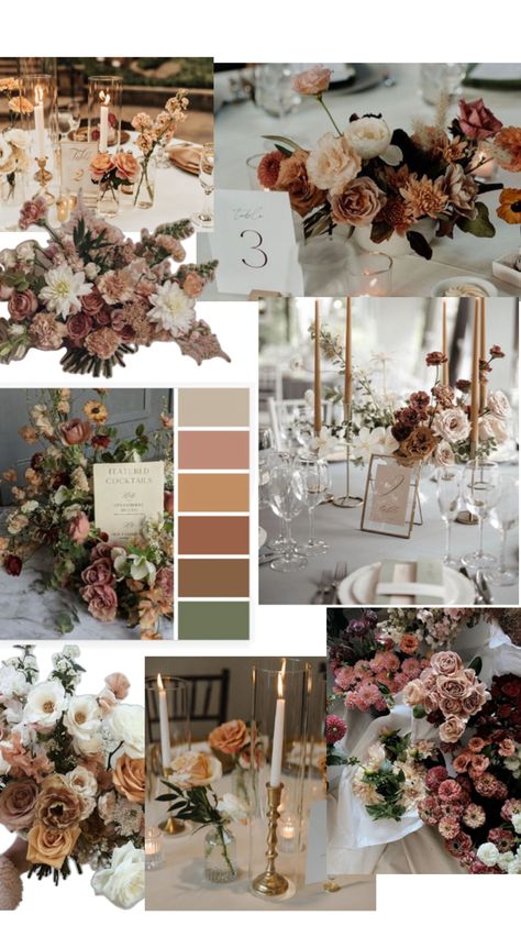 September Wedding Themes Color Palettes, Rose Brown Wedding Theme, Muted Earth Tone Color Palette Wedding, Neutral Wedding Colors Decor, Taupe Color Wedding, Muted Tones Wedding, Wedding Ideas Brown Color Schemes, Pink And Brown Wedding Decorations, Cool Toned Wedding Colour Palettes