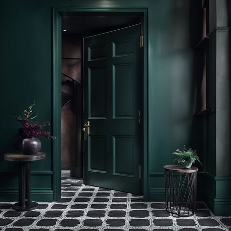 Storms In Paris, Paris Rooms, Green Hallway, Barn Kitchen, Bathroom Tile Designs, Green Colour Palette, Green Interiors, Green Paint, Lounge Room