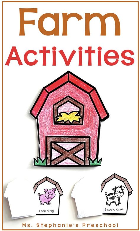 Farm Activities for the Preschool Classroom Farm Animals For Preschoolers, Kindergarten Farm Activities, Preschool Farm Animals Activities, Farm Preschool Activities Science, Farm Animals For Preschool, Farm Craft Ideas, Farm For Kindergarten Activities, Build A Farm Preschool, Farm Preschool Worksheets