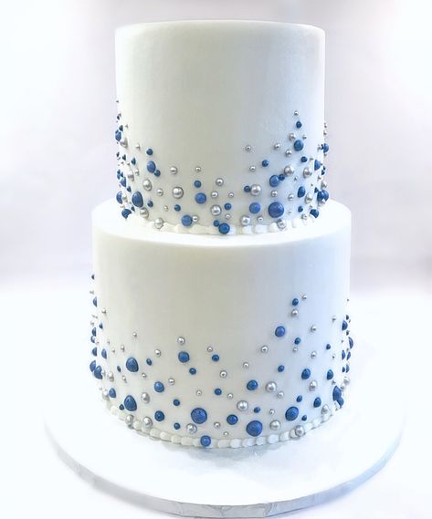 Blue And White Cake Ideas, Cake Designs Blue And White, White Blue Wedding Cake, Engagement Cake Blue And White, Royal Blue Cake Wedding, Wedding Cakes With Blue, Blue White Wedding Cake, Wedding Cake With Blue, Blue And Silver Cake Ideas