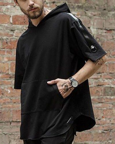 Hip Hop Street Fashion, Hip Hop Clothing, Teenage Guys, Shirt Korean, Oversize T Shirt, Short Sleeve Hoodie, Hip Hop Outfits, Hip Hop Streetwear, Mens Hooded