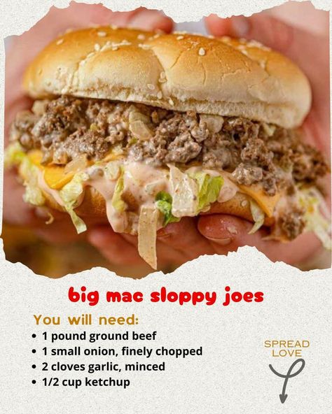 Big Mac Sloppy Joe, Big Mac Sloppy Joes, Big Mac Sloppy, Loose Meat, Burger Specials, Ina Garten Recipes, Meat Sandwich, Sloppy Joes Recipe, Sloppy Joe