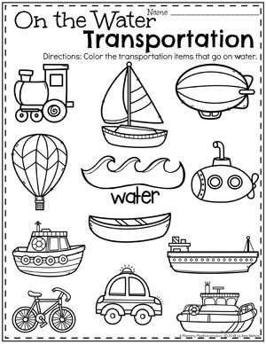 Transportation Worksheets - Planning Playtime Kindergarten Transportation, Preschool Transportation, Transportation Preschool Activities, Transportation Theme Preschool, Transportation Worksheet, Transportation Unit, Kindergarten Units, Transportation For Kids, Transportation Activities