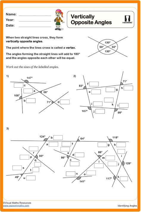 Explore our educational resource focusing on Vertical Opposite Angles – a comprehensive worksheet tailored to Year 6 learners. Featuring detailed explanations and plenty of engaging practice exercises, this worksheet is thoughtfully designed to enhance understanding of this important geometric concept. Perfect for reinforcing knowledge and boosting confidence in students as they navigate the world of angles. Elevate your math lessons with this valuable teaching tool! Year 9 Maths Worksheets, Ks3 Maths Worksheets, Year 8 Maths Worksheets, Ks1 Maths Worksheets, Year 6 Maths Worksheets, Year 5 Maths Worksheets, Year 7 Maths Worksheets, Year 1 Maths Worksheets, Gcse Maths Revision