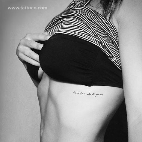 One Word Tattoo, Rib Tattoos For Women, Hidden Tattoos, Text Tattoo, This Too Shall Pass, Best Friend Tattoos, Dainty Tattoos, Tattoo Set, Rib Tattoo