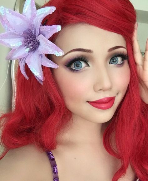 Real life princess 👑 ARIEL - THE LITTLE MERMAID 🦀 Disney Halloween Makeup, Ariel Halloween, Little Mermaid Makeup, Ariel Makeup, Mermaid Makeup Tutorial, Disney Princess Makeup, Ariel Hair, Halloween Make-up Looks, Ariel Cosplay