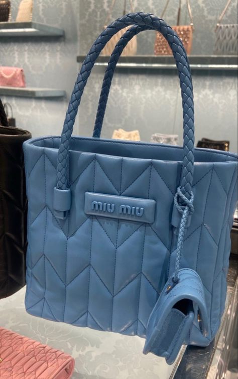 Miu Miu Clothes, Miu Miu Purse, Miu Miu Handbags, Expensive Bag, My Style Bags, Miu Miu Bag, Miu Miu Shoes, Blue Purse, Fancy Bags