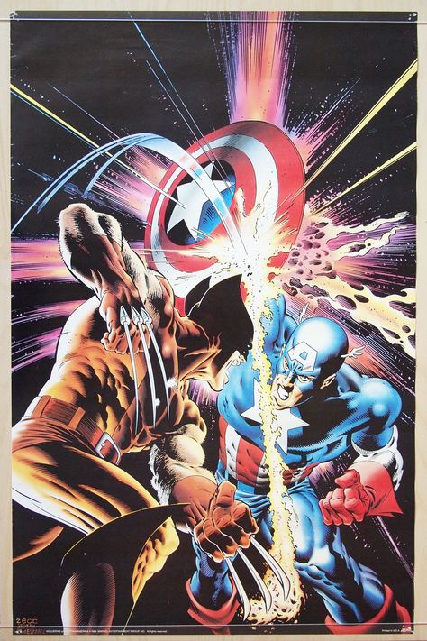 Wolverine and Cap by Mike Zeck. Wolverine Vs Captain America, Wolverine Poster, Wolverine Artwork, Wolverine Art, John Byrne, The Wolverine, Wolverine Marvel, Uncanny X-men, Marvel Captain America