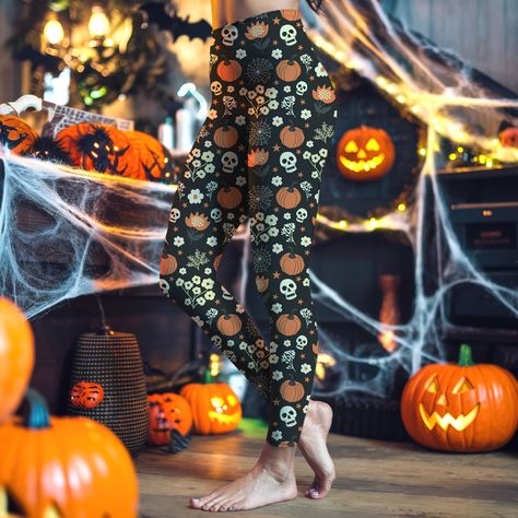 🎃✨ Ready to add some spooky flair to your wardrobe? These Cottagecore Halloween Boho Floral Skull leggings are the perfect mix of eerie and chic! 🕸️👻 Whether you’re carving pumpkins or sipping cider by the fire, these leggings will keep you stylish all season long! 🍂🖤 Shop now on Zazzle (link in Bio) and stand out this Halloween! #zazzlemade, #cottagecorefashion, #bohostyle, #halloweencostume, #fallvibes, #spookystyle, #floralleggings, #skulldesign, #pumpkinseason, #autumnfashion, #halloween... Halloween Wide Leg Stretch Bottoms, Womans Pumpkin Leaf Pajamas, Cottagecore Halloween, Halloween Stretch Skull Print Leggings, Pumpkin Leggings, Halloween Leggings, Skull Leggings, Carving Pumpkins, Cottagecore Fashion