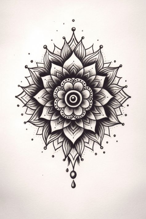 Balinese Flower Tattoo, Round Flower Tattoo, Round Tattoo Design, Circular Tattoo Designs, Balinese Tattoo, Zen Tattoo, Mandela Tattoo, Circular Tattoo, Round Tattoo