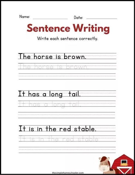 Fun & Free Letter Tracing Worksheets: Easy Print! - The Simple Homeschooler Writing Practice Worksheets Preschool, Handwriting Worksheets 2nd Grade, Writing Practice For Kindergarten, Tracing Sentences Worksheets, Writing Exercises For Kids, Handwriting Practice Sentences, Free Printable Handwriting Worksheets, Printable Handwriting Worksheets, Handwriting Worksheets For Kids