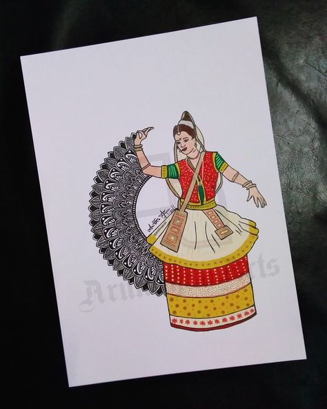 Manipuri dance mandala💃(raas leela) Manipuri Dance Painting, Manipuri Dance Drawing, Manipuri Painting, Manipur Culture, Dance Mandala, Manipuri Dance, Raas Leela, Book Decorations, Dancing Poses