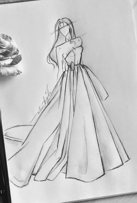 Ball Gowns Drawing Fashion Sketches, Vintage Dress Sketch, Prom Dresses Sketches, Prom Dress Sketches Design, Winter Dress Drawing, Flowing Dress Drawing Reference, Fancy Dress Drawing, Ball Gown Sketches, Fashion Design Sketches Outfits