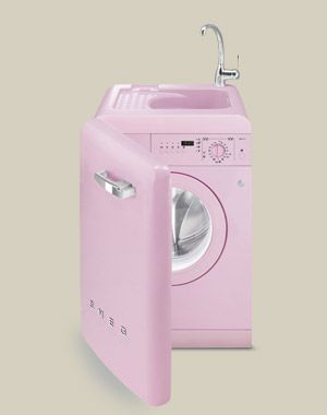 SMEG washing machine with sink LBL16: the revolution of the sink Smeg Fridge Kitchen, Pink Kitchen Appliances, Retro Appliances, Pop Up Camper, Pink Kitchen, Chic Kitchen, Shabby Chic Kitchen, Pink Houses, Everything Pink