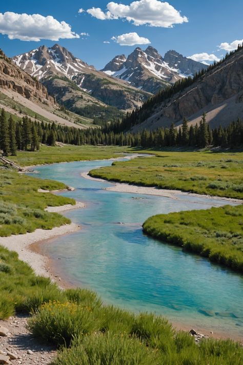 Natural Wonders: Soaking in Wyoming's Serene Hot Springs Beautiful Places Usa, Great Plains Aesthetic, Mt Reiner, Yellowstone Mountains, Yellowstone Landscape, Yellowstone Vibes, Yellowstone Aesthetic, Wyoming Aesthetic, Jenny Lake Wyoming