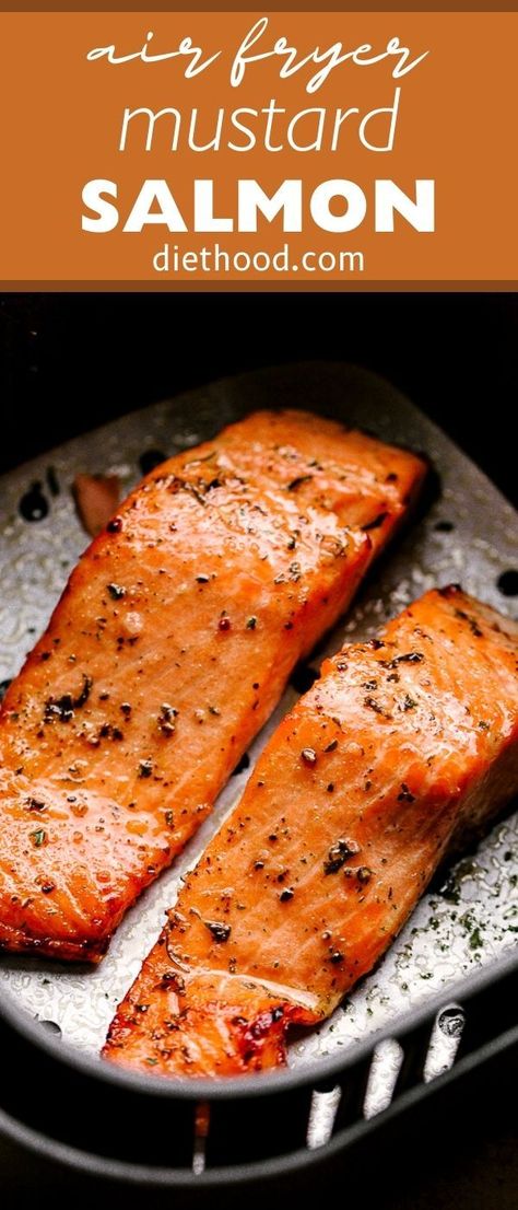 Salmon With Mustard Sauce, Salmon With Mustard, Salmon In The Air Fryer, Salmon In Air Fryer, Convection Oven Recipes, Air Fryer Fish Recipes, Air Fryer Salmon, Roasted Potato Recipes, Air Fried Food