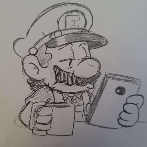 Draw 4 Uno Card, Super Mario Characters Drawing, Video Game Sketches, Mario Drawing Sketch, Marvel Drawings Sketches, Luigi Sketch, Super Mario Sketch, Mario Art Drawing, Short Comic Ideas