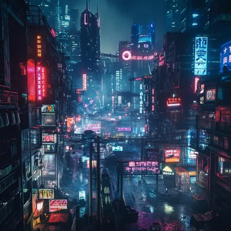 yourself in the vibrant chaos of a neon-lit alley deep within a cyberpunk city. This artwork captures the essence of a futuristic metropolis where technology and mystery intertwine under a rainy night sky. Perfect for those who love dystopian and sci-fi aesthetics. Sci Fi Club Concept Art, Sci Fi Night City, Sci Fi Future City, Future Dystopian City, Rainy Cyberpunk City, Futureristic City, Futuristic Dystopian Aesthetic, Cyberpunk City Aesthetic, Sci Fi City Futuristic Architecture