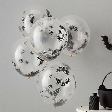 Clear Balloons With Confetti, Halloween Confetti, Halloween Party Balloons, Spider Decorations, Ginger Ray, 5 Balloons, Clear Balloons, Halloween Balloons, Halloween Party Supplies