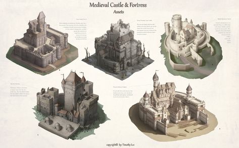 ArtStation - Medieval Castle & Fortress Minecraft Medieval Castle, Castle Fortress, Castle Plans, Castle Drawing, Medieval Fortress, European Castles, Ancient Warfare, Castle Art, Castle Designs