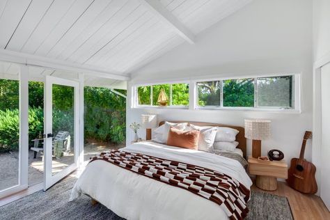 Photo 17 of 18 in Before and After: This Sunny San Diego Revamp Shows the Power of Paint - Dwell San Diego Home, Light Hardwood, Light Hardwood Floors, Table Lighting, Midcentury Home, San Diego Houses, Bedroom Night Stands, Small Patio, California Homes