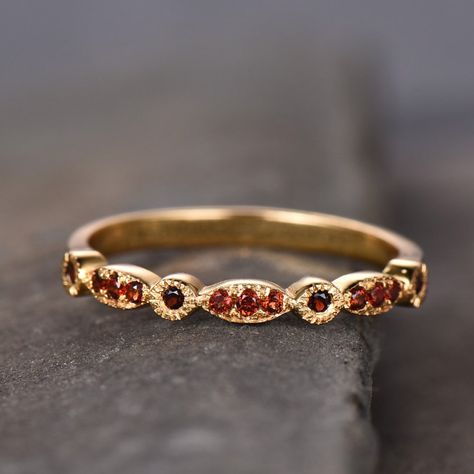 Red Garnet Wedding Band Art Deco Half Eternity Ring Sterling - Etsy Ireland Garnet Wedding Band, Birthstone Band, Garnet Wedding, Garnet Ring Silver, Red Garnet Ring, Band Art, Garnet Jewelry, Half Eternity Ring, Jewelry Lookbook