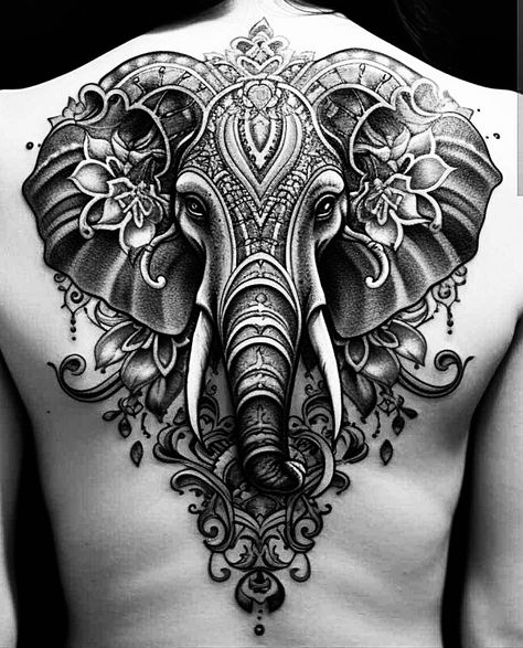 Elephant Back Tattoo, Indian Elephant Tattoo, Tattoo Realism, Elephant Tattoo, Indian Elephant, Back Tattoo, I Tattoo, Realism, Tattoo Ideas