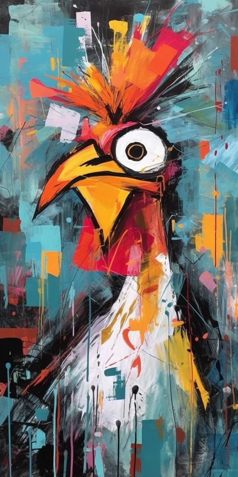 Whimsical Art Paintings, Andermatt, Chicken Art, Art Pop, Arte Animal, Painting Art Projects, Canvas Art Painting, Whimsical Art, Art Abstrait