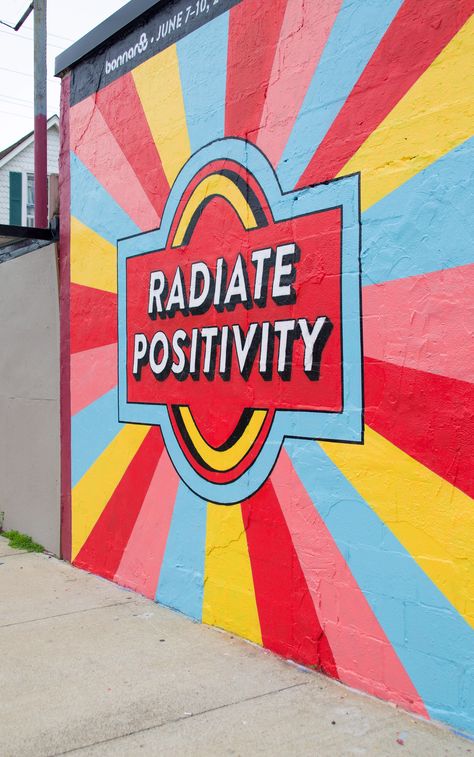 School Murals, Radiate Positivity, East Nashville, Murals Street Art, Mural Wall Art, Street Art Graffiti, Mural Art, Public Art, Urban Art