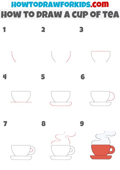 how to draw a cup of tea step by step How To Draw A Tea Cup, Hot Chocolate Art, Tea Cup Drawing, Sketchbook Spreads, Furniture Drawing, Paper Tea Cups, Coffee Doodle, Artsy Ideas, Food Doodles