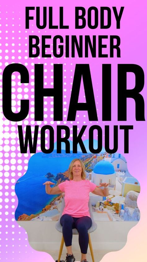 This 30 minute full body beginner chair workout includes cardio, strength, posture & flexibility exercises. It's a well-rounded program for anyone needing a seated workout. Seated Yoga Stretches, Senior Chair Workouts, Beginner Chair Yoga, 30 Day Chair Yoga For Seniors, Chair Exercises For Beginners, Seated Leg Exercises For Seniors, Chair Excercises Workouts For Seniors, Seated Chair Yoga For Seniors, Seat Exercises Chair Workout