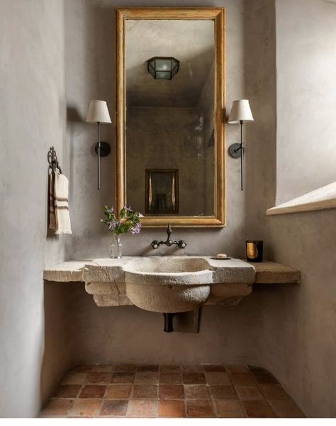 Old World Bathroom, European Bathroom, Italian Bathroom, Deco Bathroom, Bathroom Inspiration Decor, Bathroom Renos, House Bathroom, A Mirror, Bathroom Styling