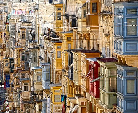 History of the Maltese Balcony Malta Valletta, Wooden Window Frames, Valletta Malta, Iron Balcony, Balcony Design, Building Exterior, Architectural Features, Small Balcony, Travel Light