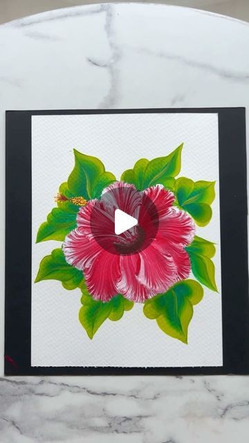 Hibiscus Flower Painting, Round Brush, Flat Brush, Hibiscus Flower, Hibiscus Flowers, Acrylic Paints, Red Flowers, Hibiscus, Flower Painting