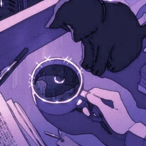 Purple Anime, Purple Aesthetic Background, Purple Vibe, Lavender Aesthetic, Dark Purple Aesthetic, Purple Themes, A Black Cat, Purple Cat, Aesthetic Images