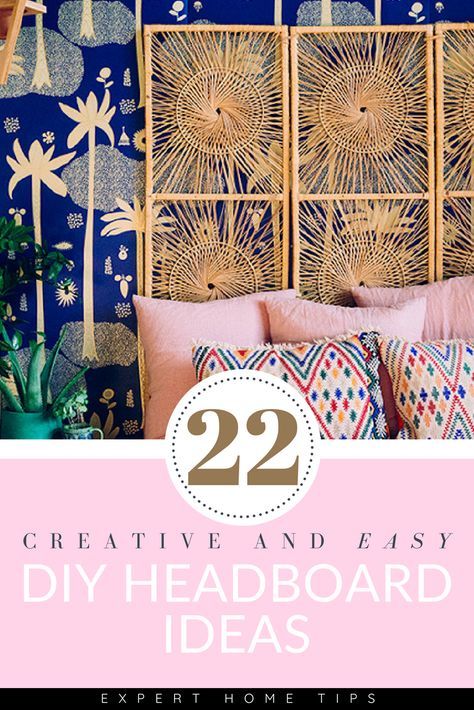 22 EASY & creative DIY headboard ideas (that won't break the bank!)  - Expert Home Tips Diy Headboard Ideas Easy, Diy King Headboard, Bed Headboard Ideas, Cheap Headboard, Cheap Diy Headboard, Diy Headboard Ideas, Headboard Alternative, Faux Headboard, Beautiful Bed Designs