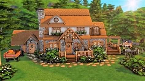 Country Side Cottage, Cottage Floorplan, Cottage Mansion, Sims 4 Cottage, Cute Cottages, Sims Freeplay Houses, Sims 4 Speed Build, Countryside Cottage, Cottage Floor Plans