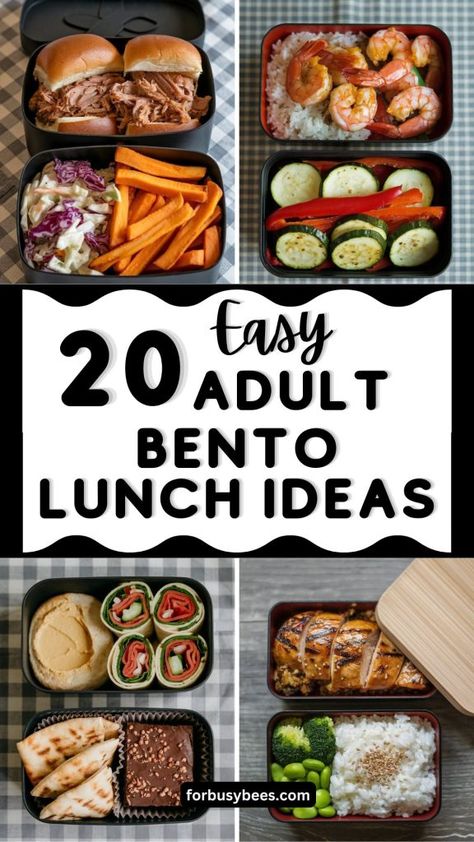 20 Adult Bento lunch ideas High Protein Lunch Bento, Protein Bistro Box Lunch Ideas, Packed Lunch For Adults, Lunch Meal Prep For The Week Recipes, Easy Lunches To Pack For Work, Easy Healthy On The Go Meals, Quick Bento Box Lunches, Healthy Lunches For Adults, Easy Bento Lunch Ideas