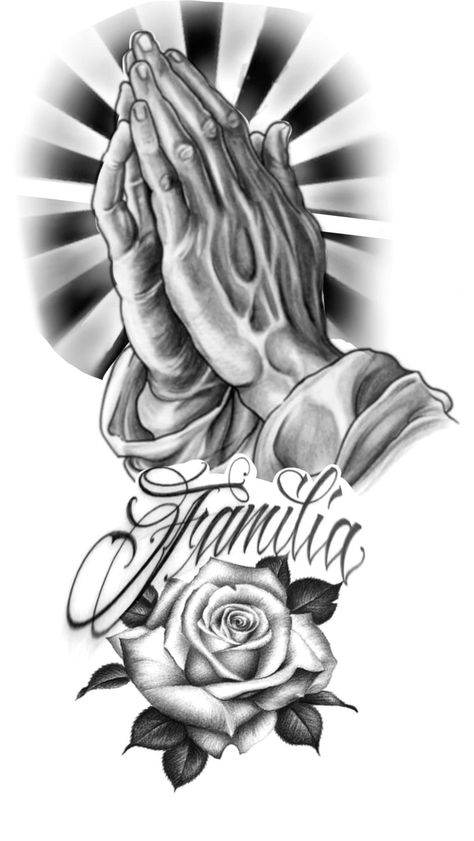 Pray Tattoo Hands, Prayer Hands Tattoo, Pray Tattoo, Praying Hands Tattoo Design, Half Sleeve Tattoos Sketches, Jesus Tattoo Design, Memorial Tattoo Ideas, Valkyrie Tattoo, Praying Hands Tattoo