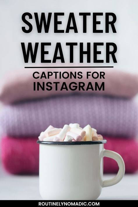 Hot chocolate with sweater weather captions for Instagram Funny Weather Quotes, Weather Captions For Instagram, Sweater Weather Quotes, Weather Captions, Fall Weather Quotes, Sweater Weather Quote, Best Captions, Funny Weather, Weather Quotes