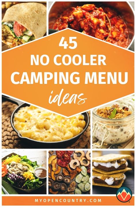 Plan your entire camping trip with meals that require no refrigeration, from morning to night. Our comprehensive guide offers recipes and ideas for breakfast, lunch, dinner, and snacks that are perfect for any outdoor setting. These meals are not only easy to prepare but also ensure you keep your packing light and your belly full. Hunting Meals Ideas, Non Refrigerated Lunch, Camping Meals No Refrigeration, Camp Dinner Ideas, Dinner For Camping, Campout Food, Food Camping Ideas, Fall Camping Meals, Camping Menu Ideas